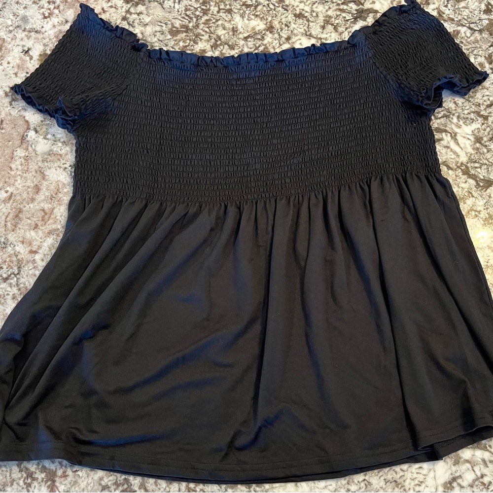3X NEW Rue21 Short Lace Short Sleeve Cotton Modal Top Plus Size Black Blouse
